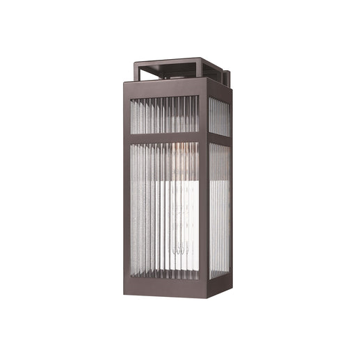 Innovations Ridgeway 18in 1-Light Outdoor Wall Sconce | Modern Bronze Aluminum and Striped Clear Glass | Covered Patio & | Model 9953-1W-BZ-18-SCL