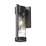 Innovations Stratford 4.75in 1-Light Wall Sconce | Modern Matte Black Aluminum and Deco Swirl Glass | Covered Patio & Entryway | Model 9954-1W-BK-10-DE