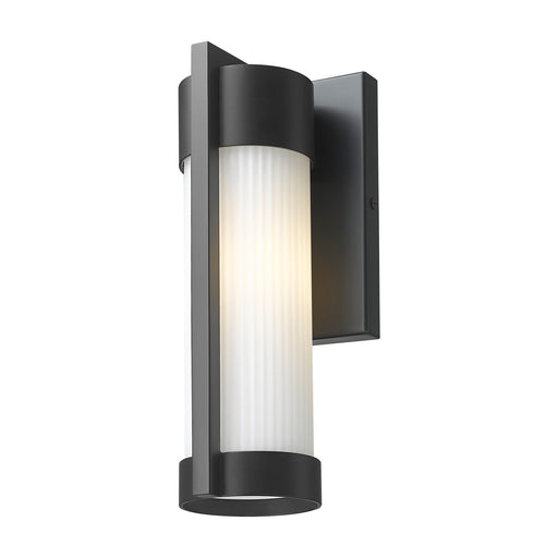 Innovations Stratford 10in 1-Light Wall Sconce | Modern Matte Black Aluminum and Opal Ribbed Glass | Covered Patios & Entryways | Model 9954-1W-BK-10-SWH