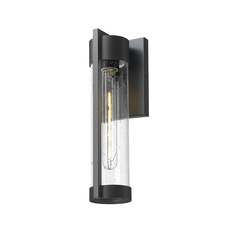 Innovations Stratford 13in 1-Light Wall Sconce | Modern Matte Black Aluminum and Clear Seedy Glass | Covered Patios & Entryways | Model 9954-1W-BK-13-SDY