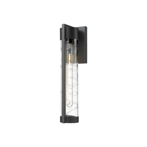 Innovations Stratford 16in 1-Light Wall Sconce | Modern Matte Black Aluminum and Deco Swirl Glass | Covered Patios & Entryways | Model 9954-1W-BK-16-DE
