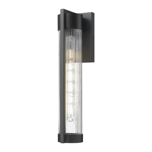 Innovations Stratford 16in 1-Light Wall Sconce | Modern Matte Black Aluminum and Clear Ribbed Glass | Covered Patios & Entryways | Model 9954-1W-BK-16-SCL