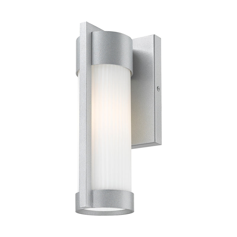 Innovations Stratford 10in 1-Light Wall Sconce | Modern Silver Aluminum and Striped White Glass | Covered Patios & Entryways | Model 9954-1W-SV-10-SWH