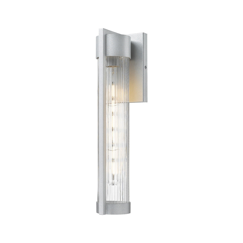 Innovations Stratford 16in 1-Light Wall Sconce | Contemporary Silver Aluminum and Striped Clear Glass | Covered Patio & Entryway | Model 9954-1W-SV-16-SCL