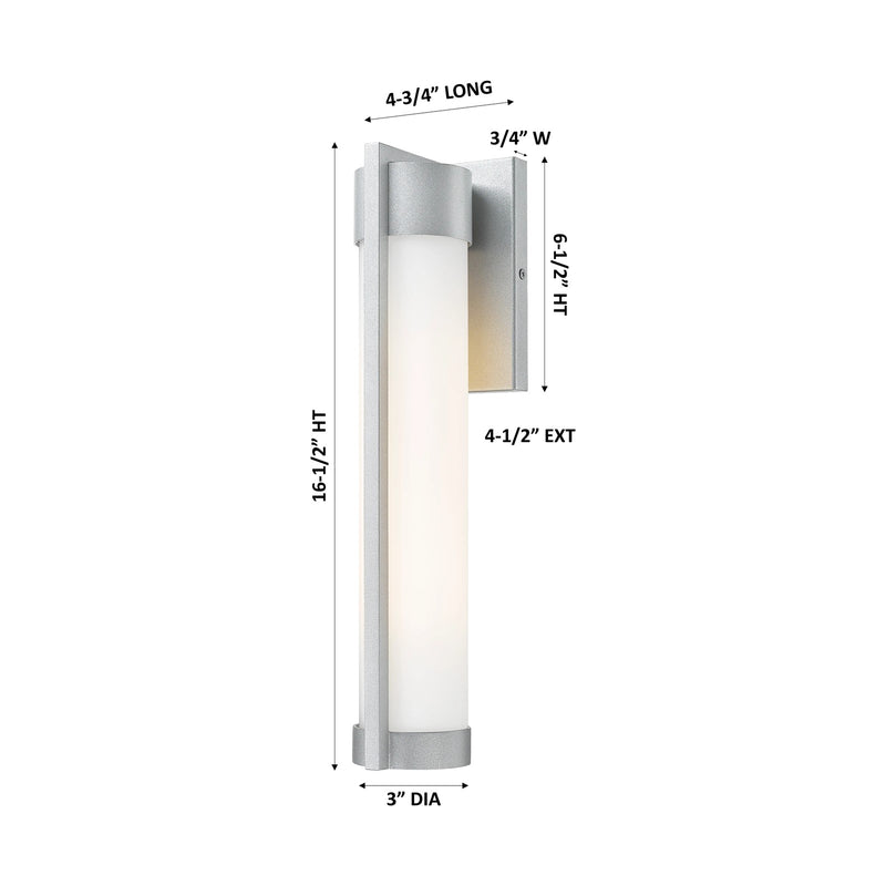 Innovations Stratford 17in 1-Light Wall Sconce | Contemporary Silver Aluminum and White Glass | Covered Patios & Entryways | Model 9954-1W-SV-16-WH
