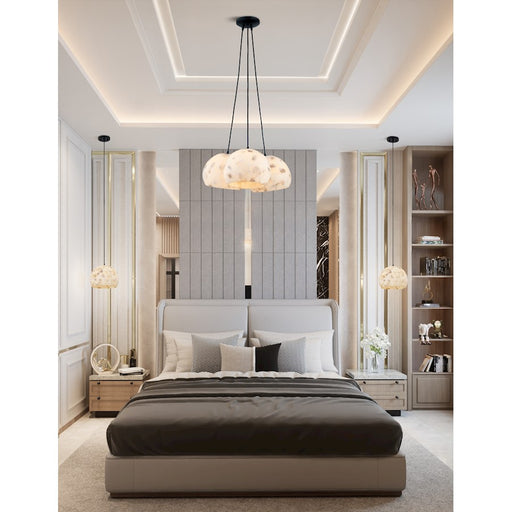 Justice Design Alabaster Rocks! 3 Light Globe Pendant, Black