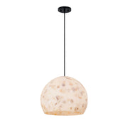 Justice Design Alabaster Rocks! 1 Light 13" Globe Pendant, Black - ALR-6535-MBLK