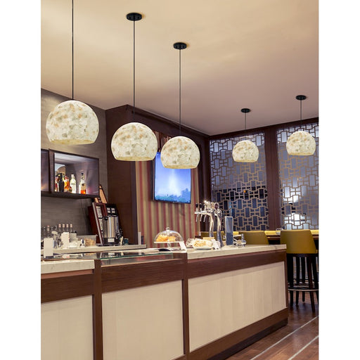 Justice Design Alabaster Rocks! 1 Light 13" Globe Pendant, Black