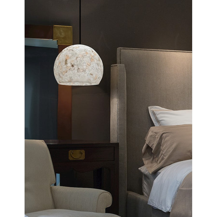 Justice Design Alabaster Rocks! 1 Light 13" Globe Pendant, Black