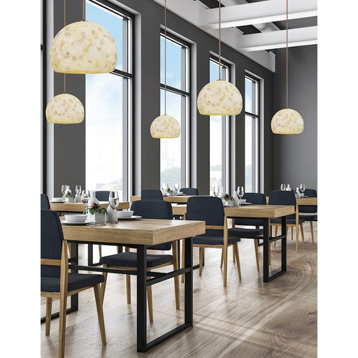 Justice Design Alabaster Rocks! 1 Light 17" Globe Pendant, Brass