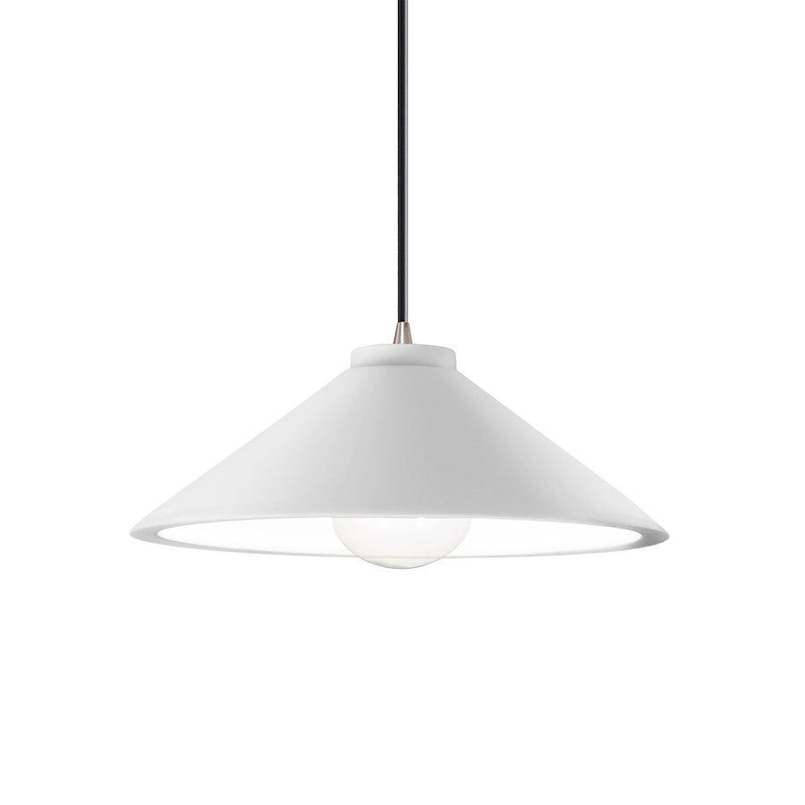 Justice Design Radiance 1Lt Flare Pendant, WH/Bisque/NK - CER-6240-WHT-NCKL-BKCD