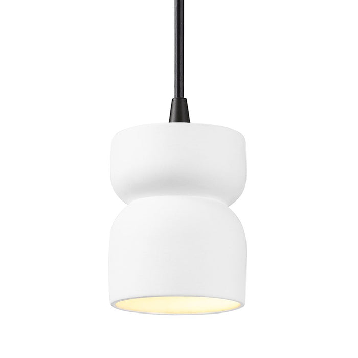 Justice Design Radiance 1Lt SH Hourglass Pendant, W/B - CER-6500-WHT-MBLK-BKCD