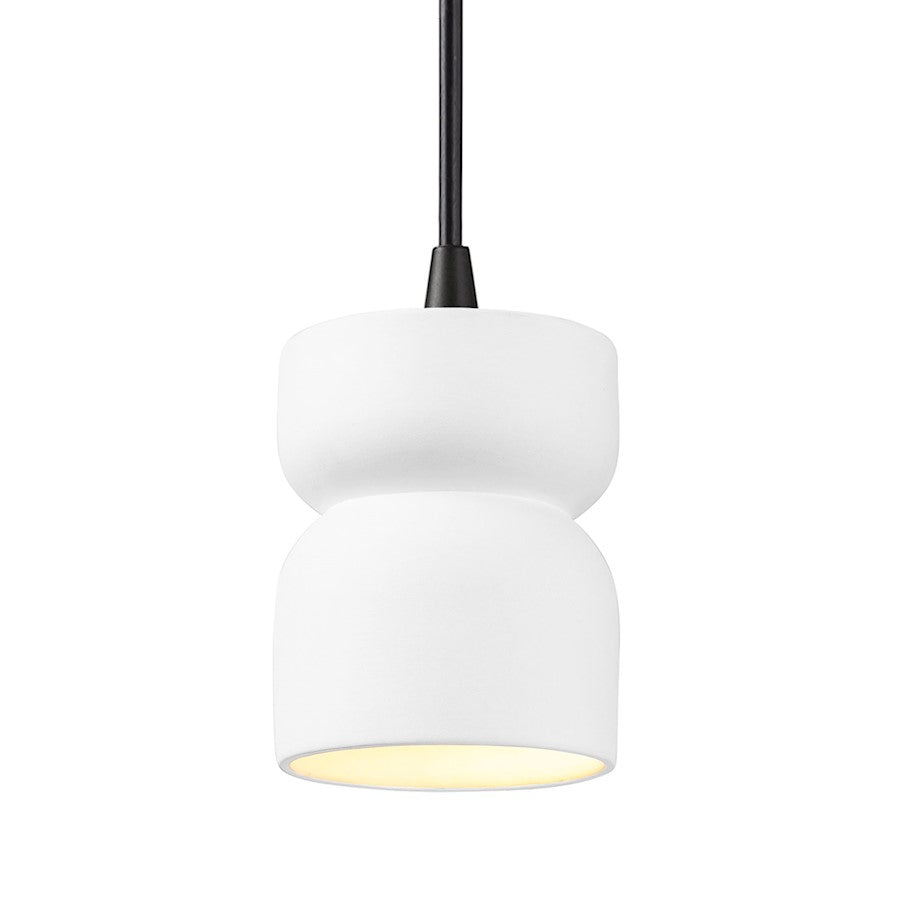 Justice Design Radiance 1Lt SH Hourglass Pendant, W/B - CER-6500-WHT-MBLK-BKCD