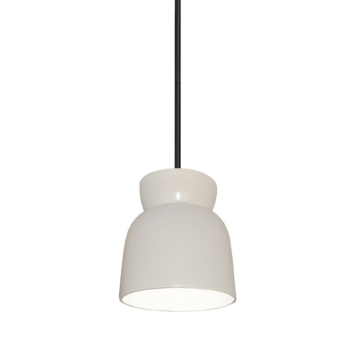 Justice Design Radiance 1Lt LG Hourglass Pendant, GW/B - CER-6515-WHT-MBLK-RIGID