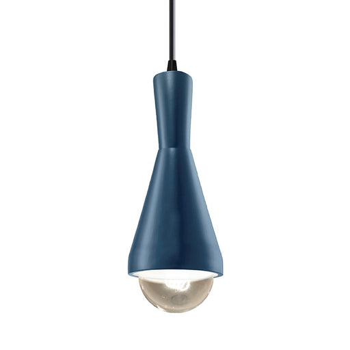 Justice Design Radiance 1 Light Erlen Pendant, Sky/BK - CER-6520-MID-MBLK-BKCD