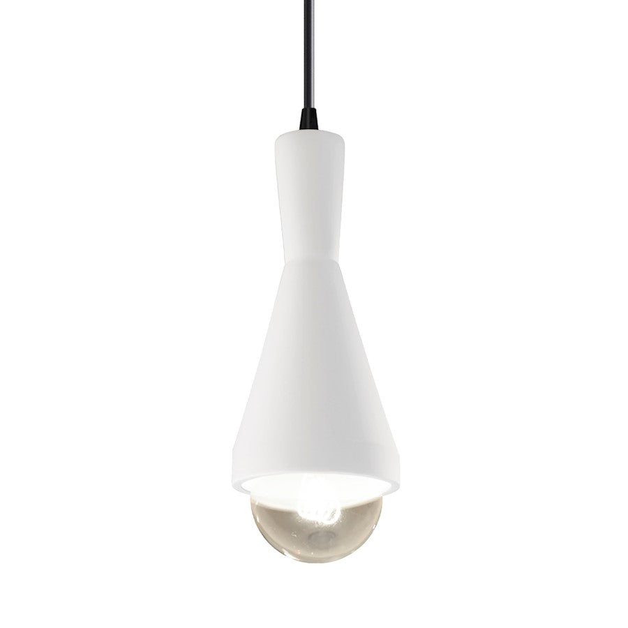 Justice Design Radiance 1Lt Erlen Pendant, GWH/Black - CER-6520-WHT-MBLK-BKCD