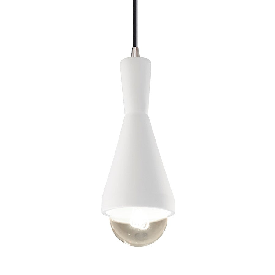 Justice Design Radiance 1Lt Erlen Pendant, GWH/Nickel - CER-6520-WHT-NCKL-BKCD