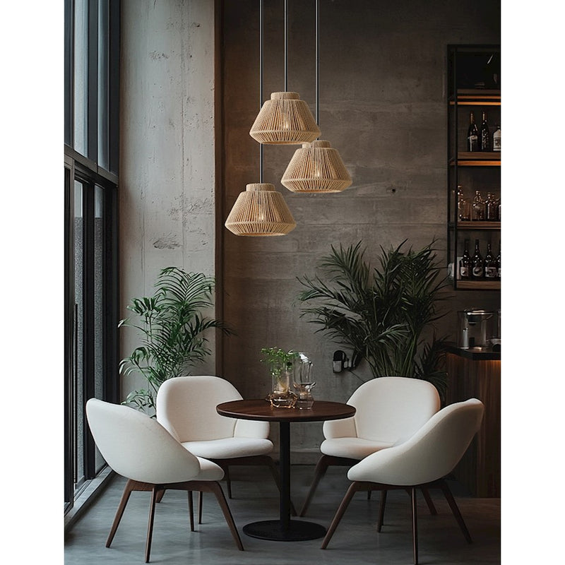 Justice Design Evolv Eco Nido 12" 1Lt Pendant, Black/Natural
