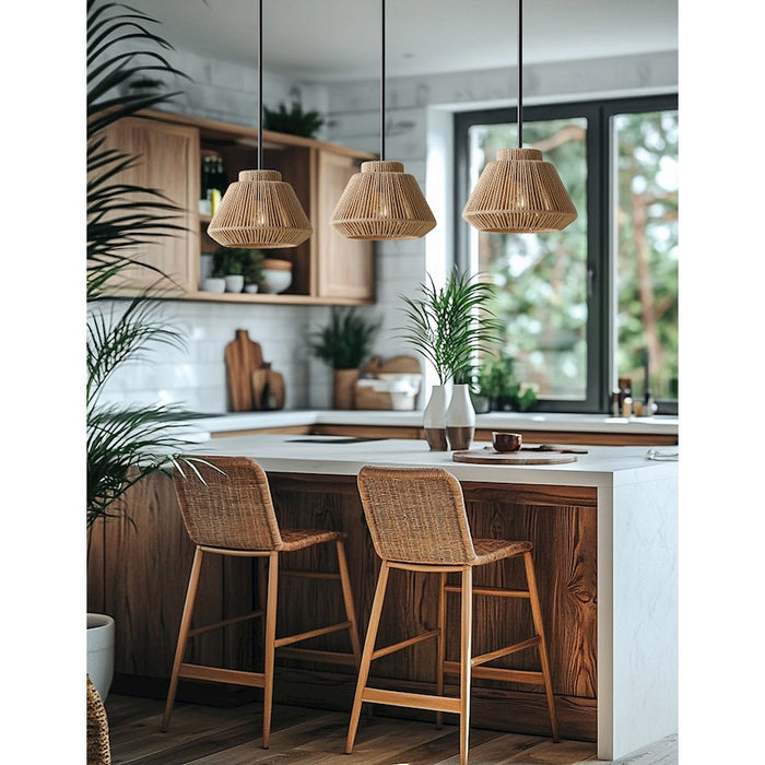 Justice Design Evolv Eco Nido 12" 1Lt Pendant, Black/Natural