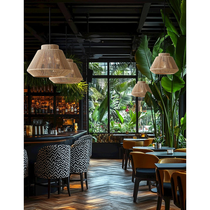 Justice Design Evolv Eco Nido 12" 1Lt Pendant, Black/Natural