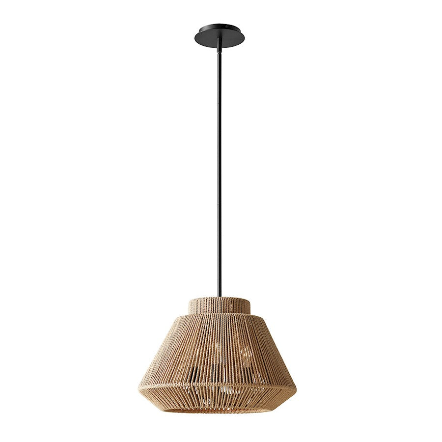 Justice Design Evolv Eco Nido 18" 3Lt Pendant, Black/Natural - ECO-8291-MBLK
