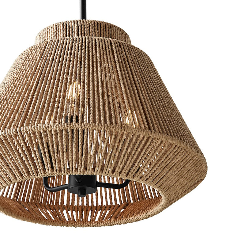 Justice Design Evolv Eco Nido 18" 3Lt Pendant, Black/Natural