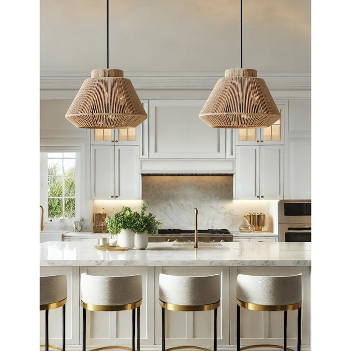 Justice Design Evolv Eco Nido 18" 3Lt Pendant, Black/Natural