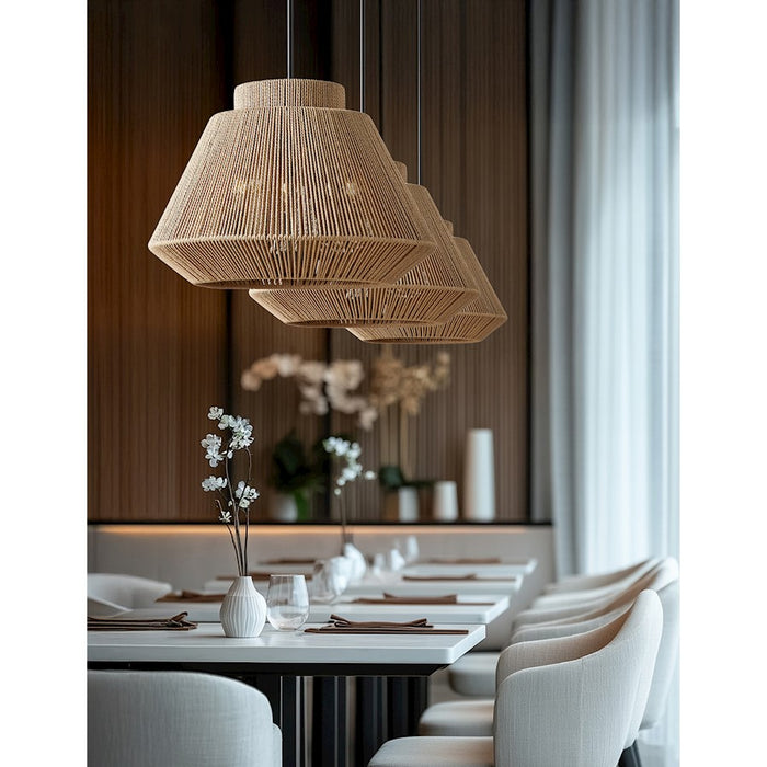 Justice Design Evolv Eco Nido 24" 5Lt Pendant, Black/Natural