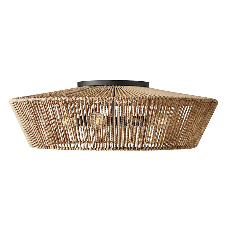 Justice Design Evolv Eco Nido 30" 4Lt Semi-Flush, Black/Natural - ECO-8293-MBLK