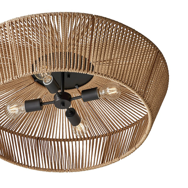 Justice Design Evolv Eco Nido 30" 4Lt Semi-Flush, Black/Natural