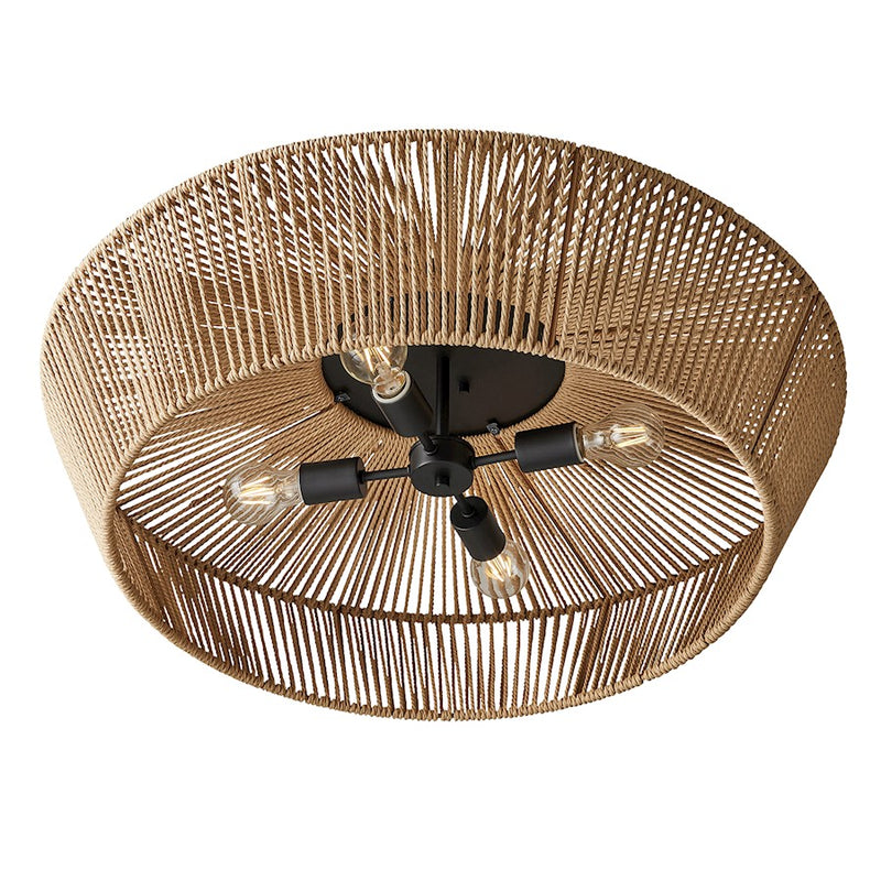 Justice Design Evolv Eco Nido 30" 4Lt Semi-Flush, Black/Natural
