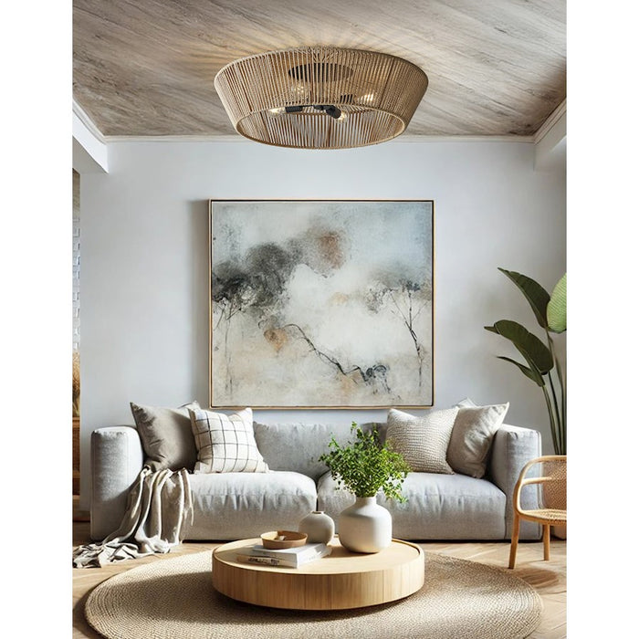 Justice Design Evolv Eco Nido 30" 4Lt Semi-Flush, Black/Natural