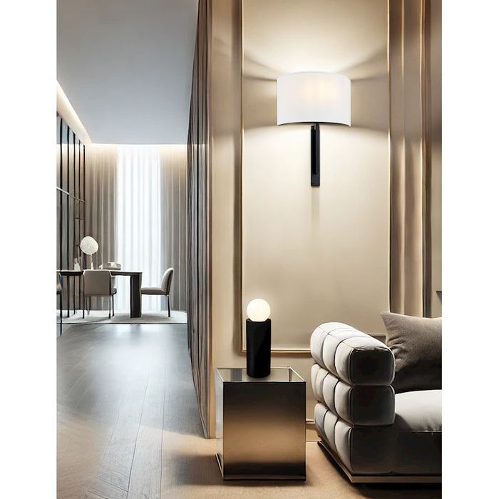 Justice Textile Hamilton 1Lt Rectangle Sconce, Black/White