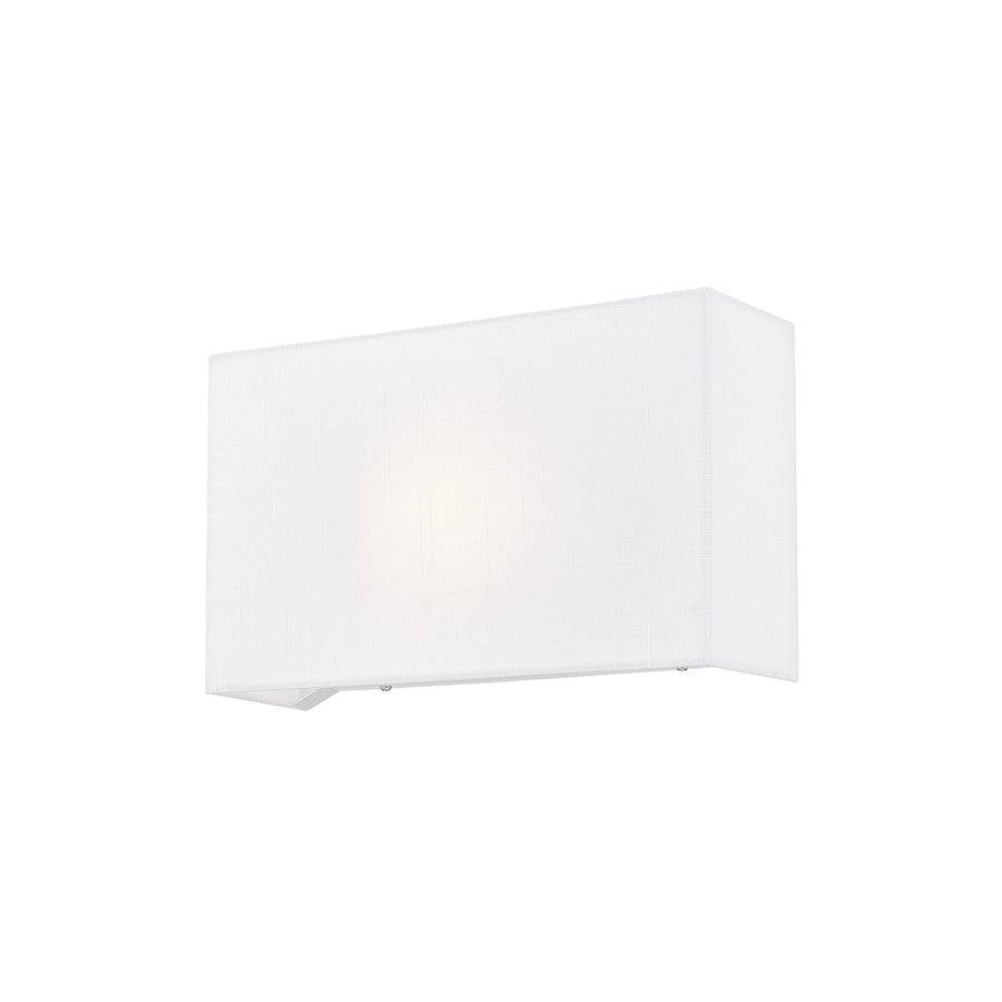 Justice Textile 1Lt Rectangle 13" Wall Sconce, White/White - FAB-5655-WHTE