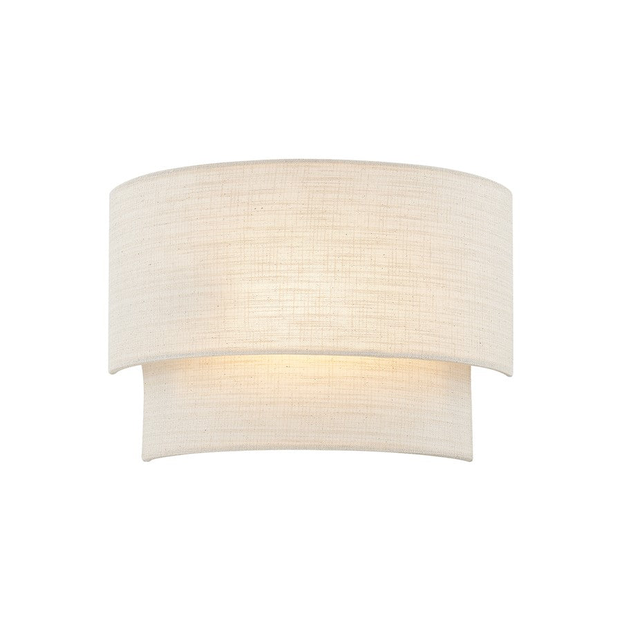 Justice Textile 1Lt Rectangle 14" Wall Sconce, White/Cream - FAB-5770-CREM