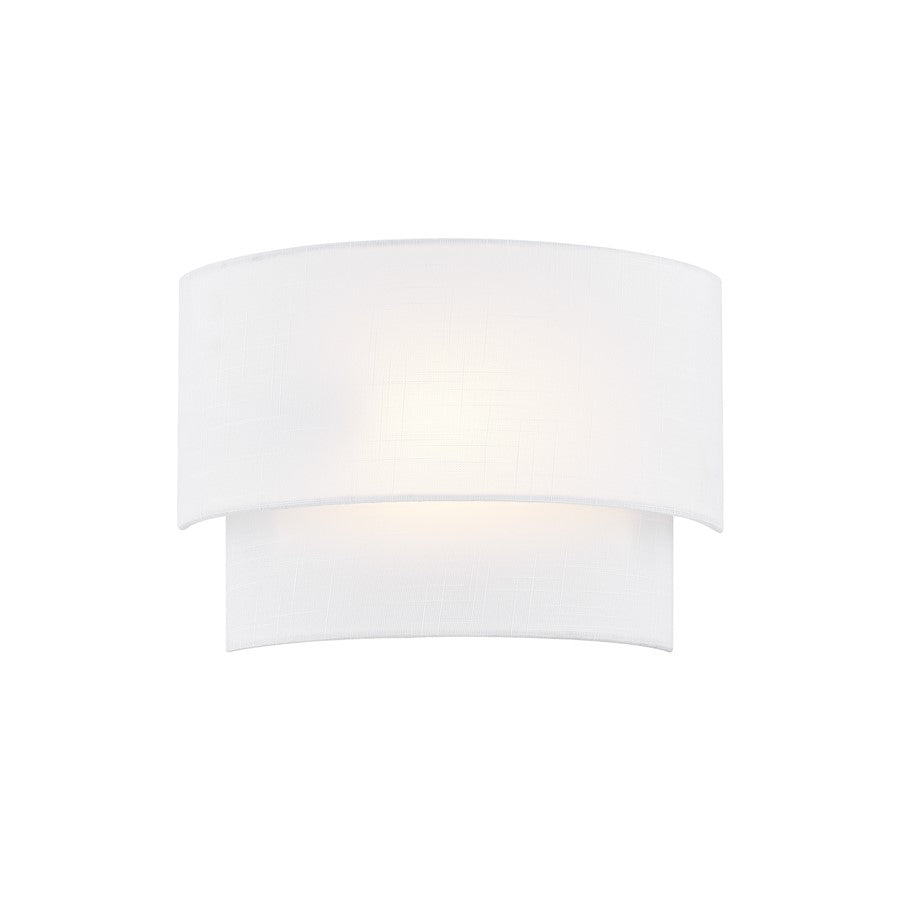 Justice Textile 1Lt Rectangle 14" Wall Sconce, White/White - FAB-5770-WHTE