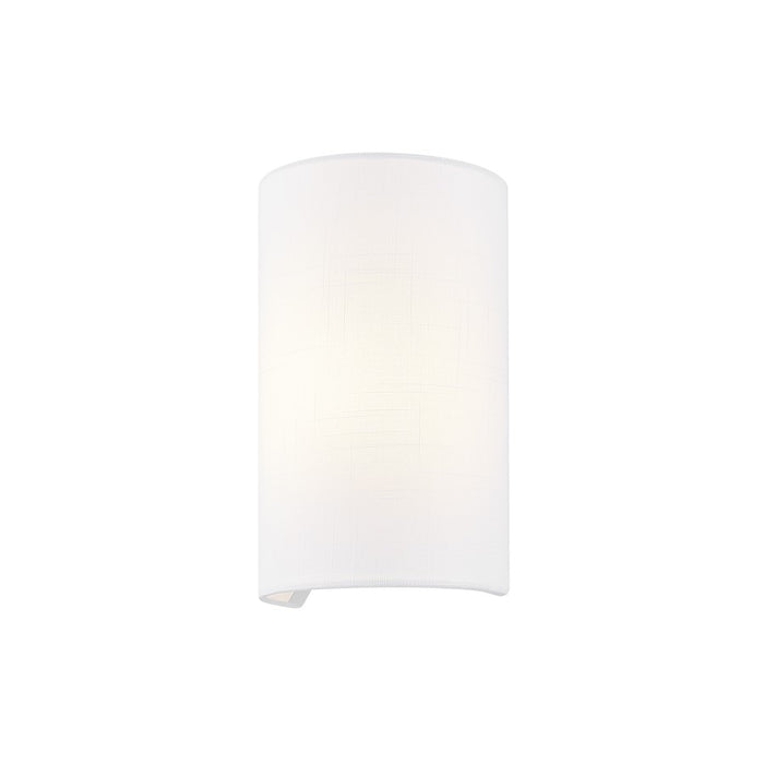 Justice Design Textile 1 Light Cylinder Wall Sconce, White/White