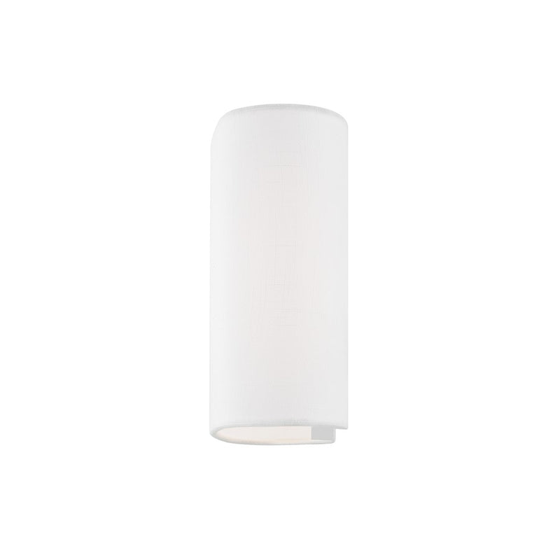 Justice Design Textile 1 Light Cylinder Wall Sconce, White/White