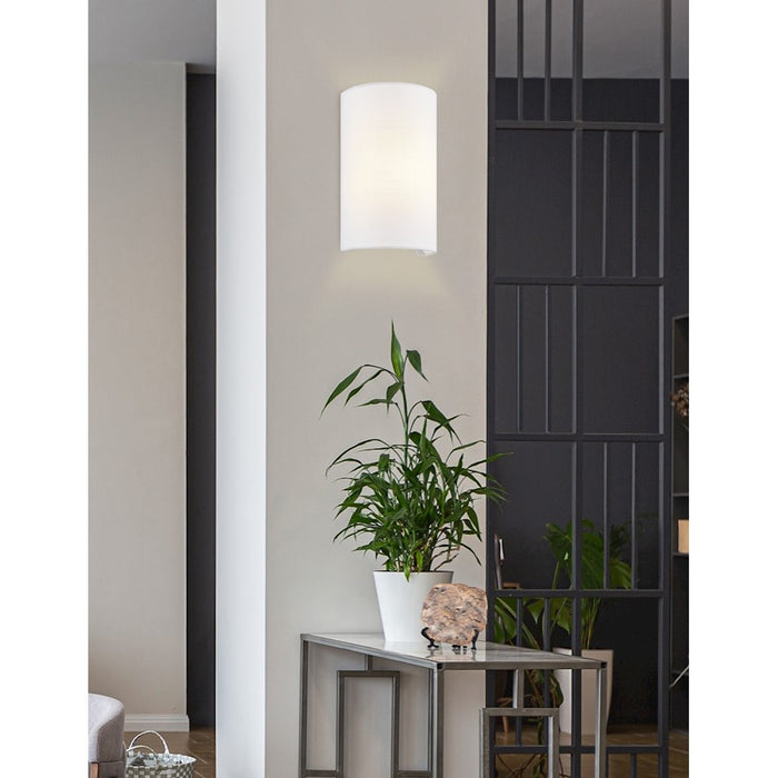 Justice Design Textile 1 Light Cylinder Wall Sconce, White/White