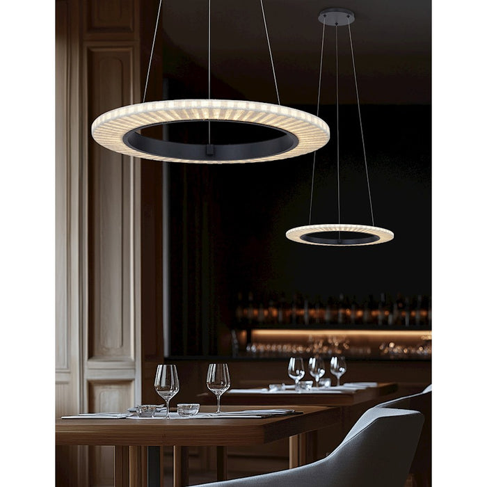 Justice Evolv Textile Medallo 18" LED Ring Pendant, BK/CR