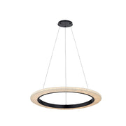 Justice Evolv Textile Medallo 24" LED Ring Pendant, BK/CR - FAB-8332-CREM-MBLK