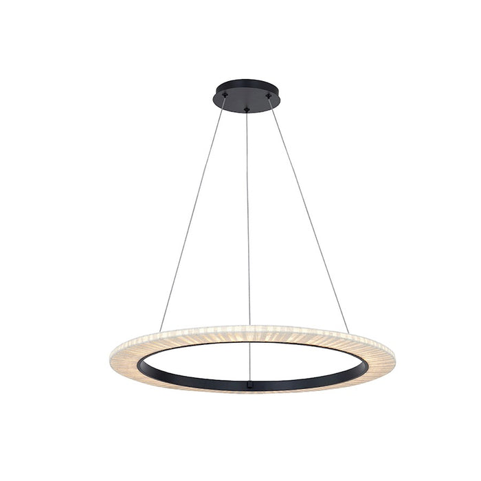 Justice Evolv Textile Medallo 32" LED Ring Pendant, BK/CR - FAB-8333-CREM-MBLK