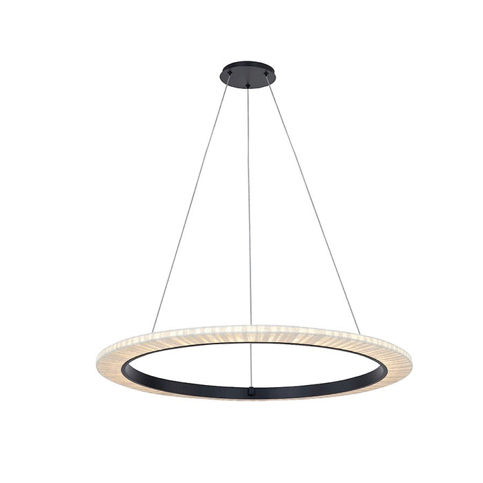 Justice Evolv Textile Medallo 42" LED Ring Pendant, BK/CR - FAB-8336-CREM-MBLK