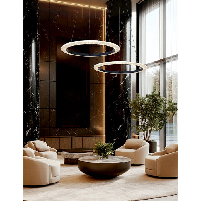 Justice Evolv Textile Medallo 42" LED Ring Pendant, BK/CR