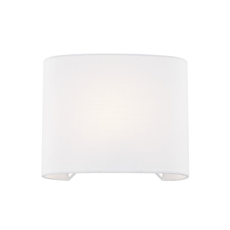 Justice Textile 1Lt Rectangle 12" Wall Sconce, White/White - FAB-8855-WHTE