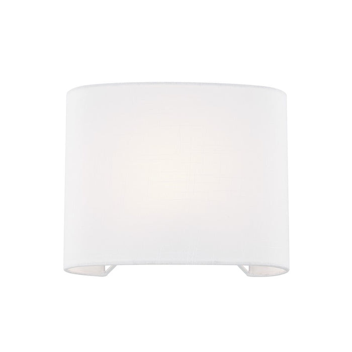 Justice Textile 1Lt Rectangle 12" Wall Sconce, White/White - FAB-8855-WHTE