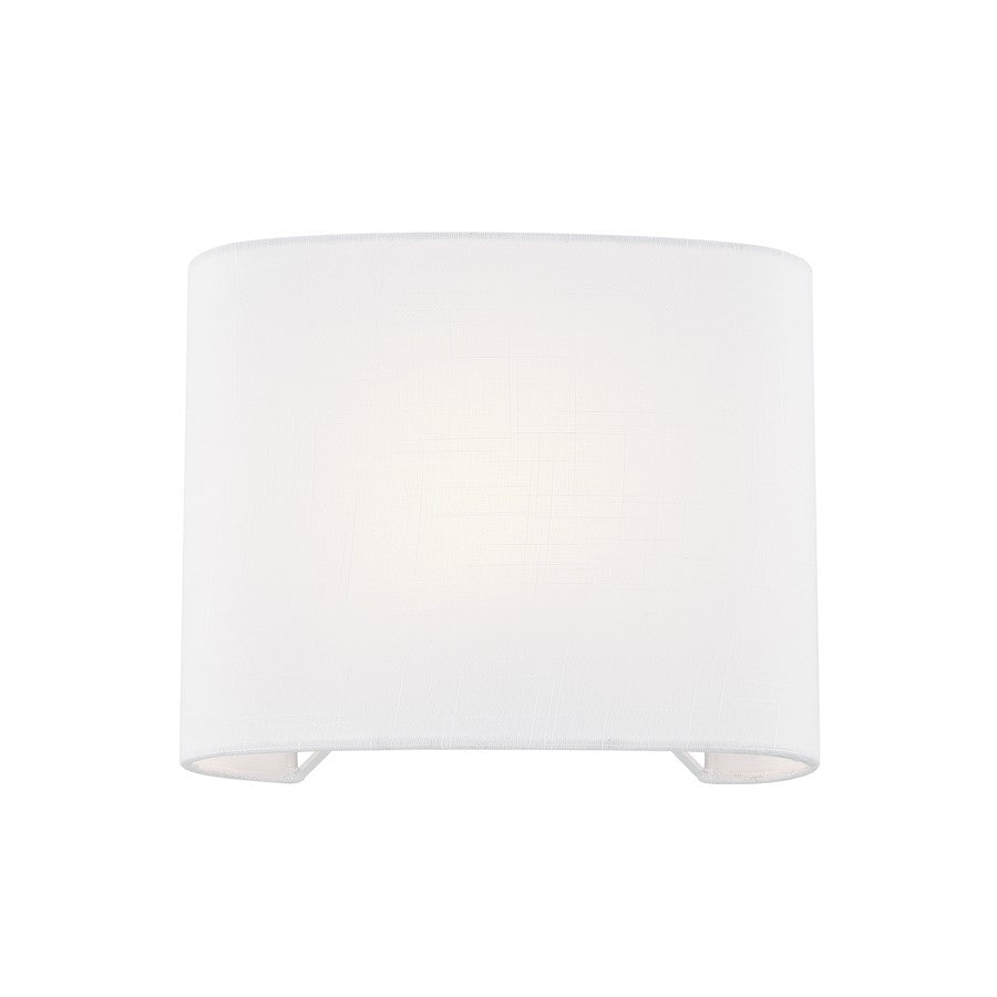 Justice Textile 1Lt Rectangle 12" Wall Sconce, White/White - FAB-8855-WHTE