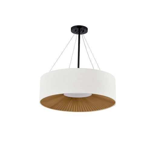 Justice Textile Warren 6Lt Drum Pendant, Black/Cream