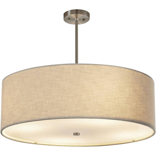 Justice Design Textile 24" Drum Pendant, Nickel/Cream Linen