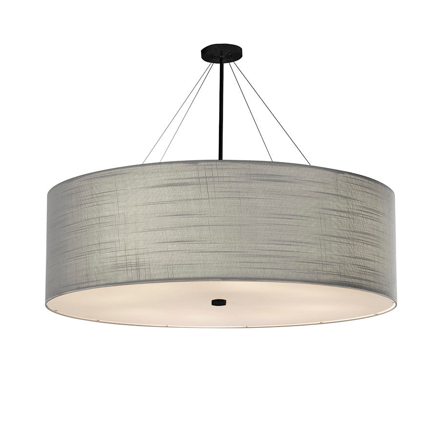 Justice Design Classic 60" Drum Pendant, Gray Linen/Black - FAB-9599-GRAY-MBLK